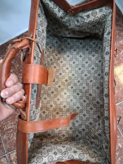Bolso de viaje de cuero vintage marrón - miniatura 2