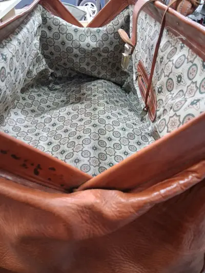 Bolso de viaje de cuero vintage marrón - miniatura 3