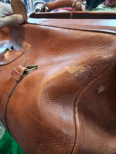 Bolso de viaje de cuero vintage marrón - miniatura 5