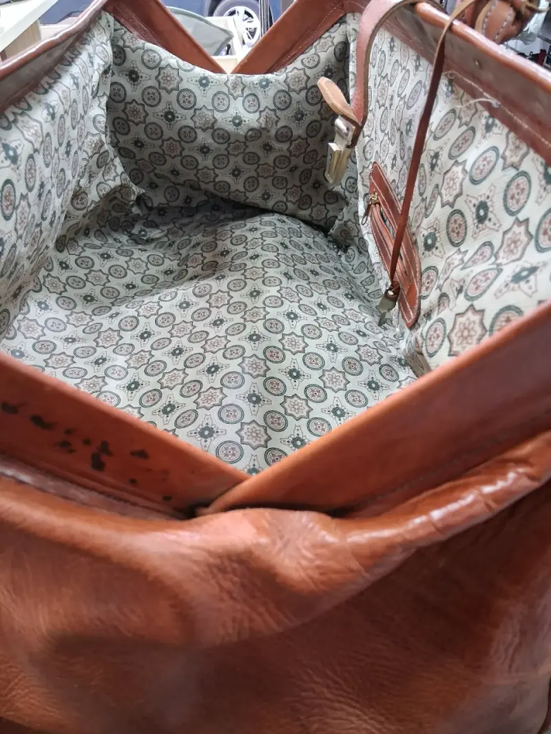 Bolso de viaje de cuero vintage marrón - 3