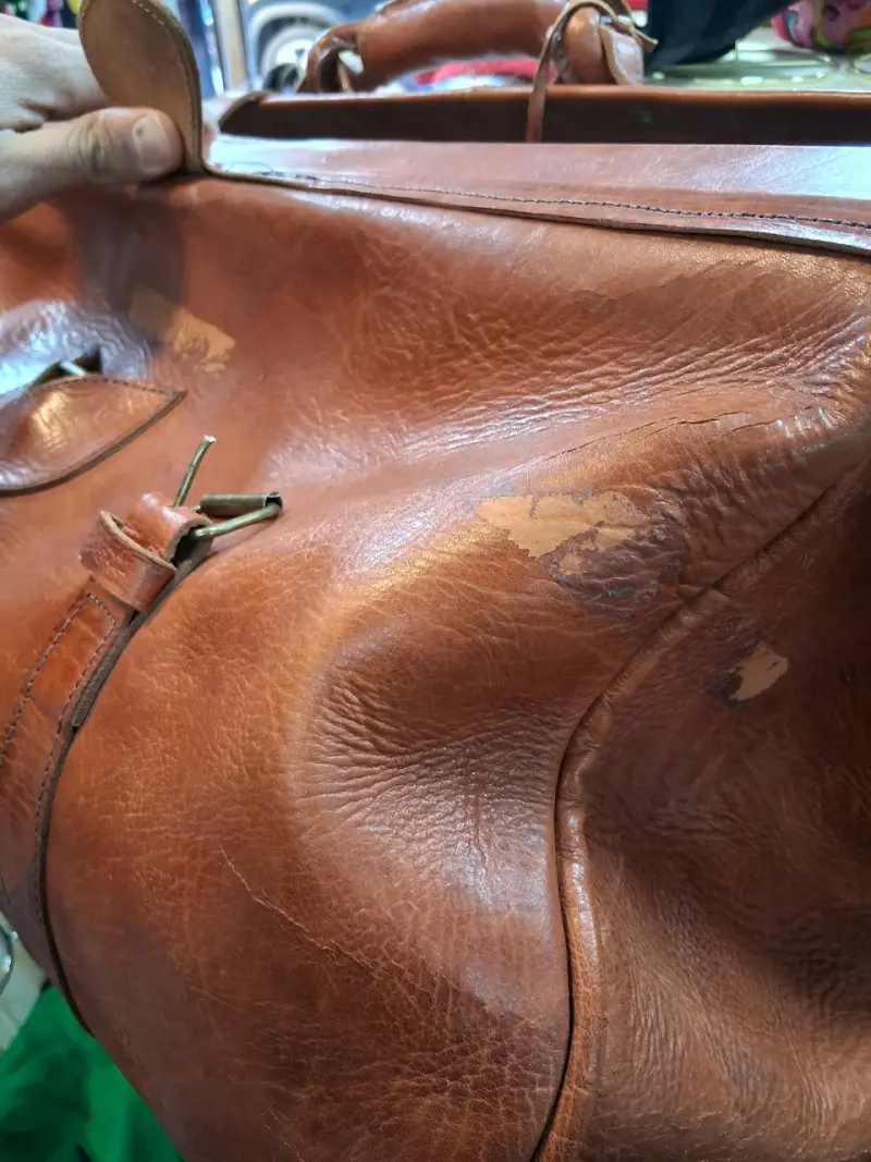 Bolso de viaje de cuero vintage marrón - 5