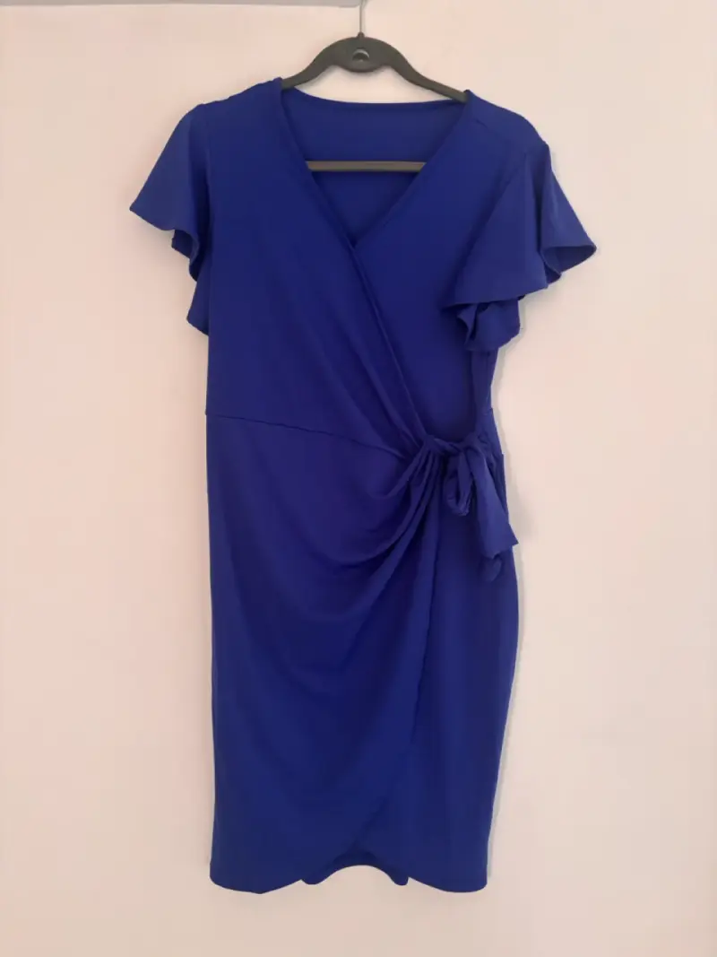 Vestido azul con mangas volantes - 4