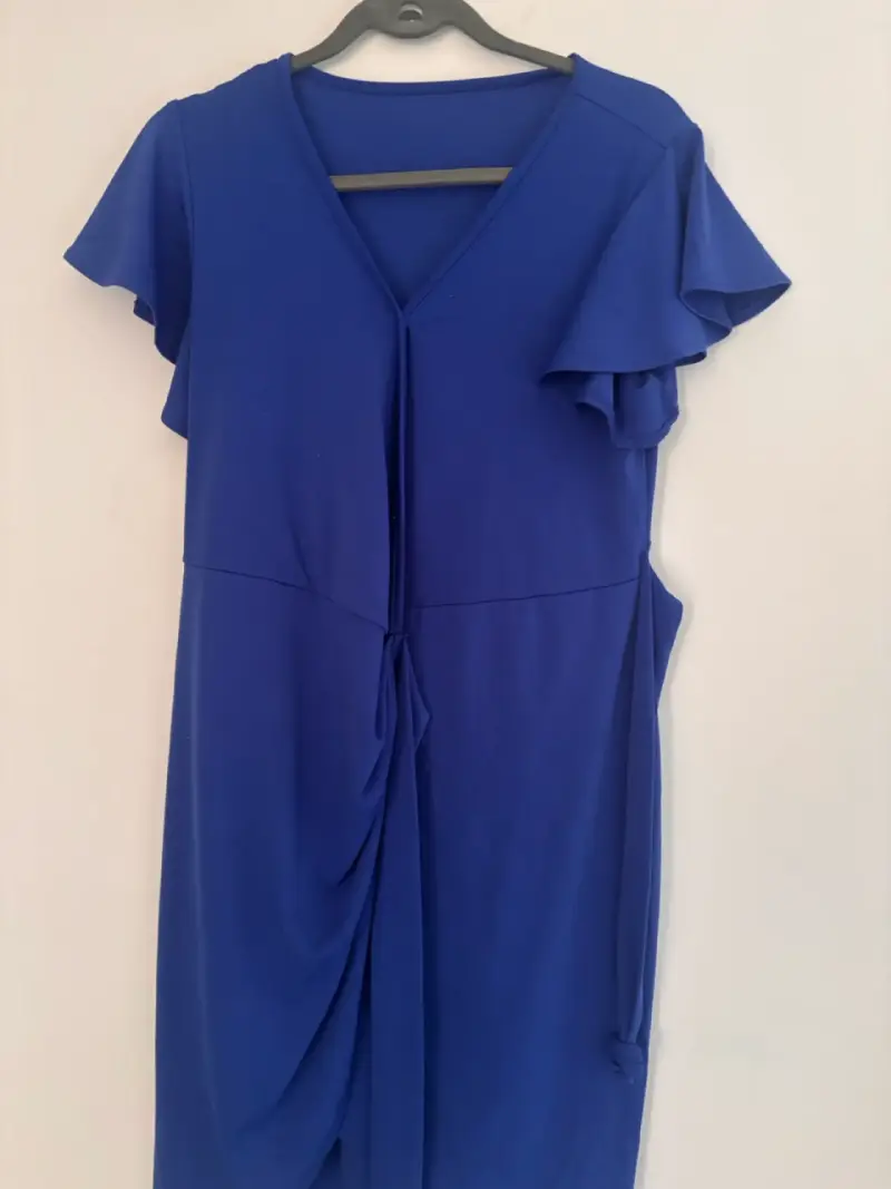 Vestido azul con mangas volantes - 5