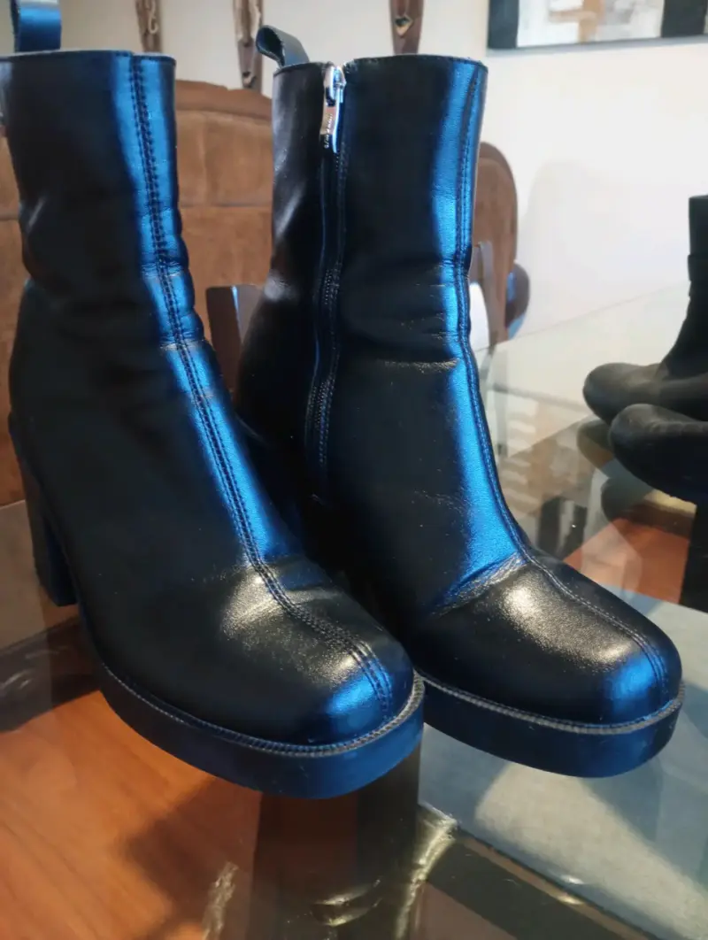 Botines de cuero negro con cierre lateral - 6