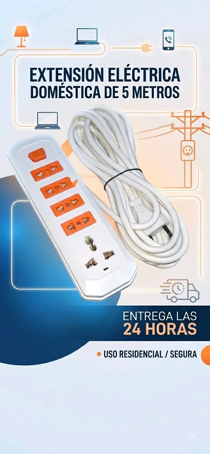 Extensión eléctrica doméstica de 5 metros