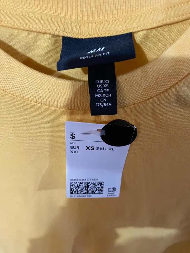 Polera Amarilla H&M Regular Fit Talla XS Nueva - 3