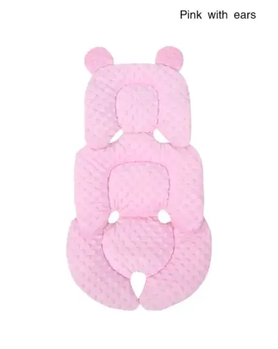Cojín para silla de auto rosa con orejas - miniatura 1