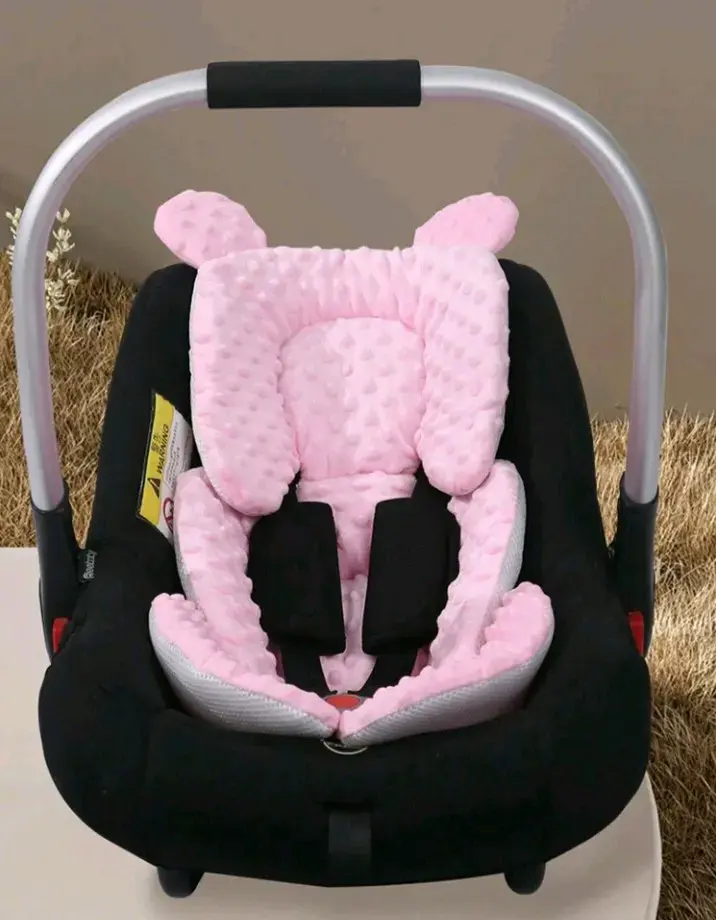 Cojín para silla de auto rosa con orejas - 2