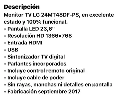 Monitor TV LG 24 pulgadas HD con HDMI - miniatura 4