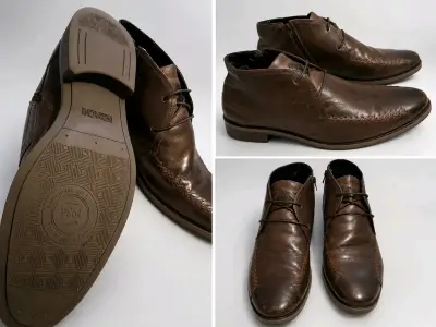 Zapatos de cuero marrón Ferracini para hombre - miniatura 1