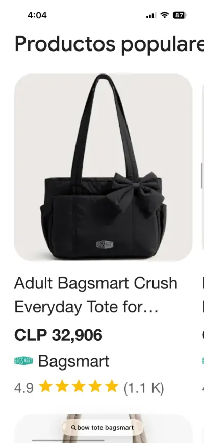 Tote/pañalera negra Bagsmart original NUEVA - miniatura 1