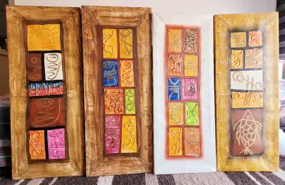 Conjunto de Cuadros Abstractos Coloridos - miniatura 1