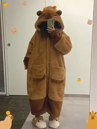 Pijama Entero de Peluche con Capucha de Oso - miniatura 1