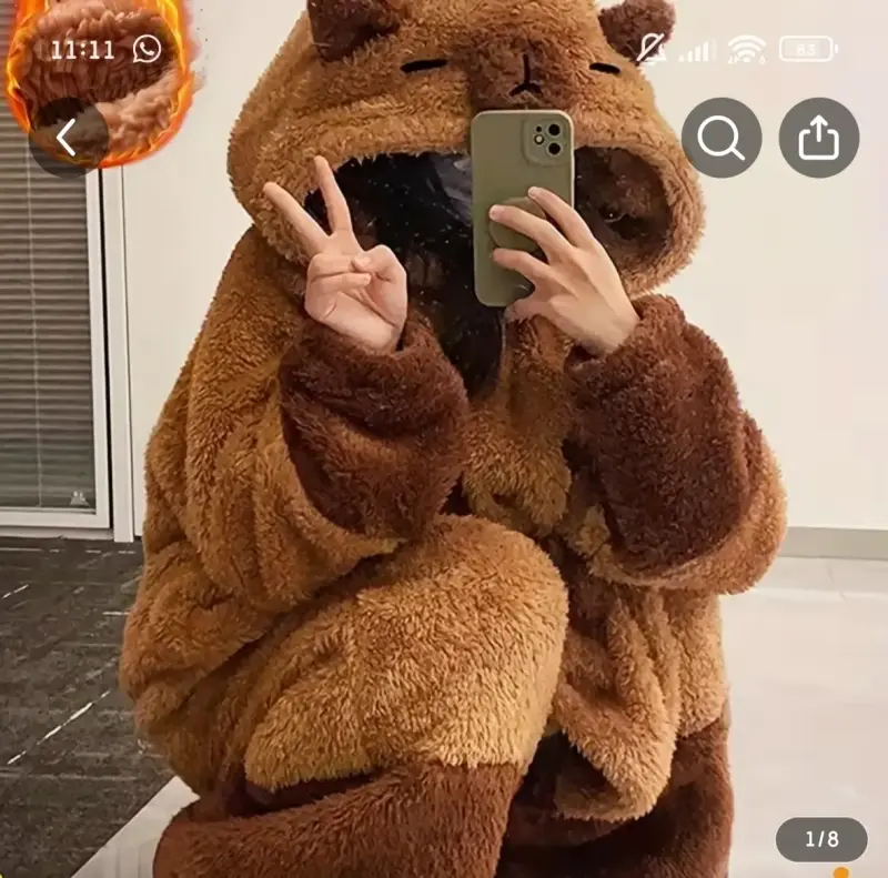 Pijama Entero de Peluche con Capucha de Oso - 2
