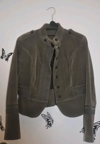 Chaqueta de terciopelo gris Zara Basic mujer - miniatura 1