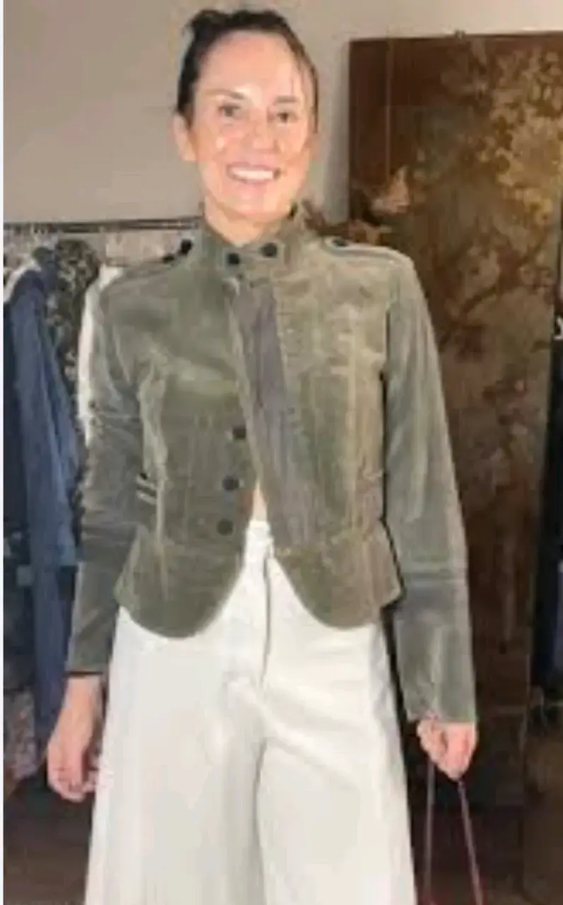 Chaqueta de terciopelo gris Zara Basic mujer - 4