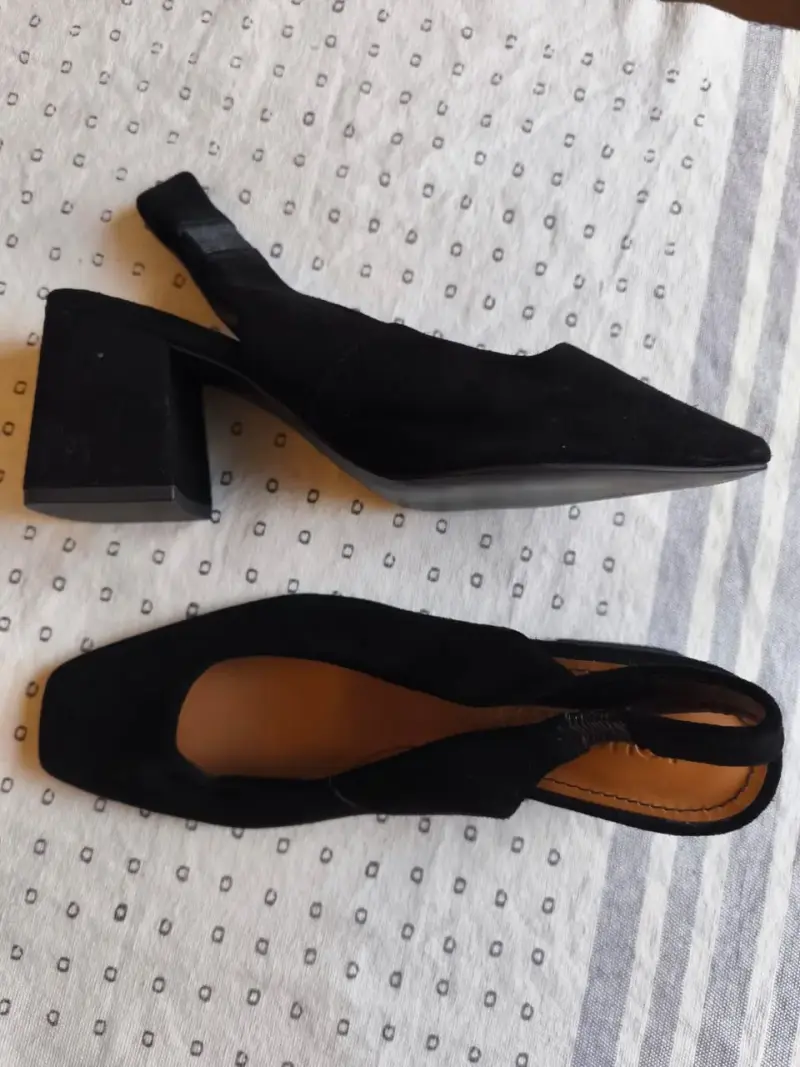 Zapatos de tacón negro de gamuza - 2
