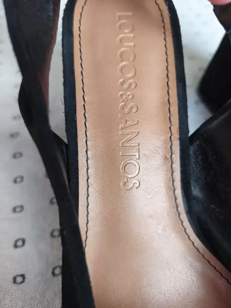 Zapatos de tacón negro de gamuza - 4