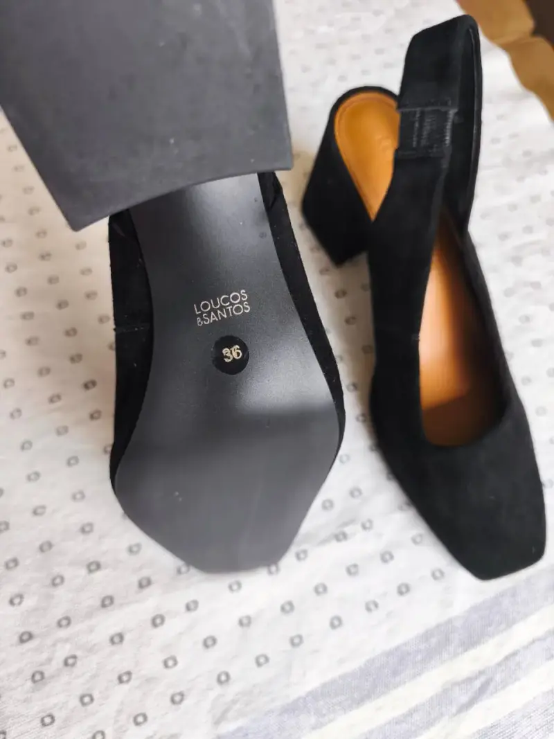 Zapatos de tacón negro de gamuza - 5