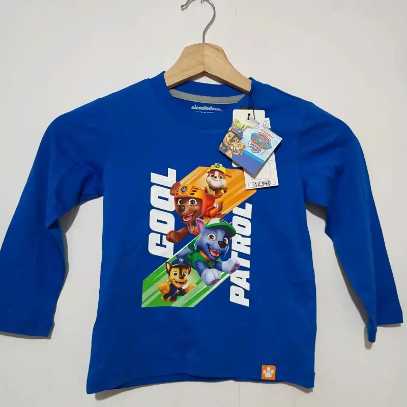 Polera infantil Paw Patrol azul rey talla 4