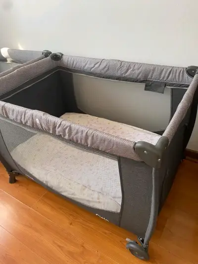Cuna corral Infanti Cielo gris con ruedas - miniatura 1