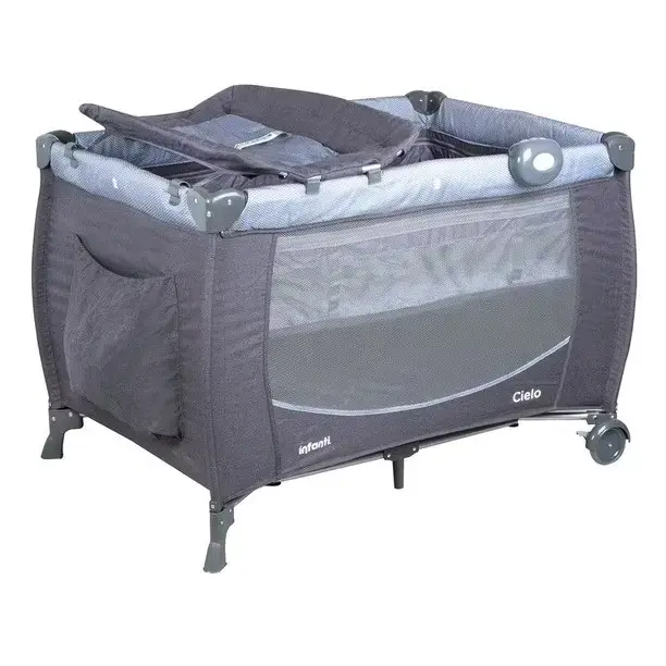 Cuna corral Infanti Cielo gris con ruedas - 3