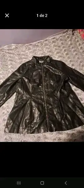 Chaqueta de cuero negra para mujer - miniatura 2