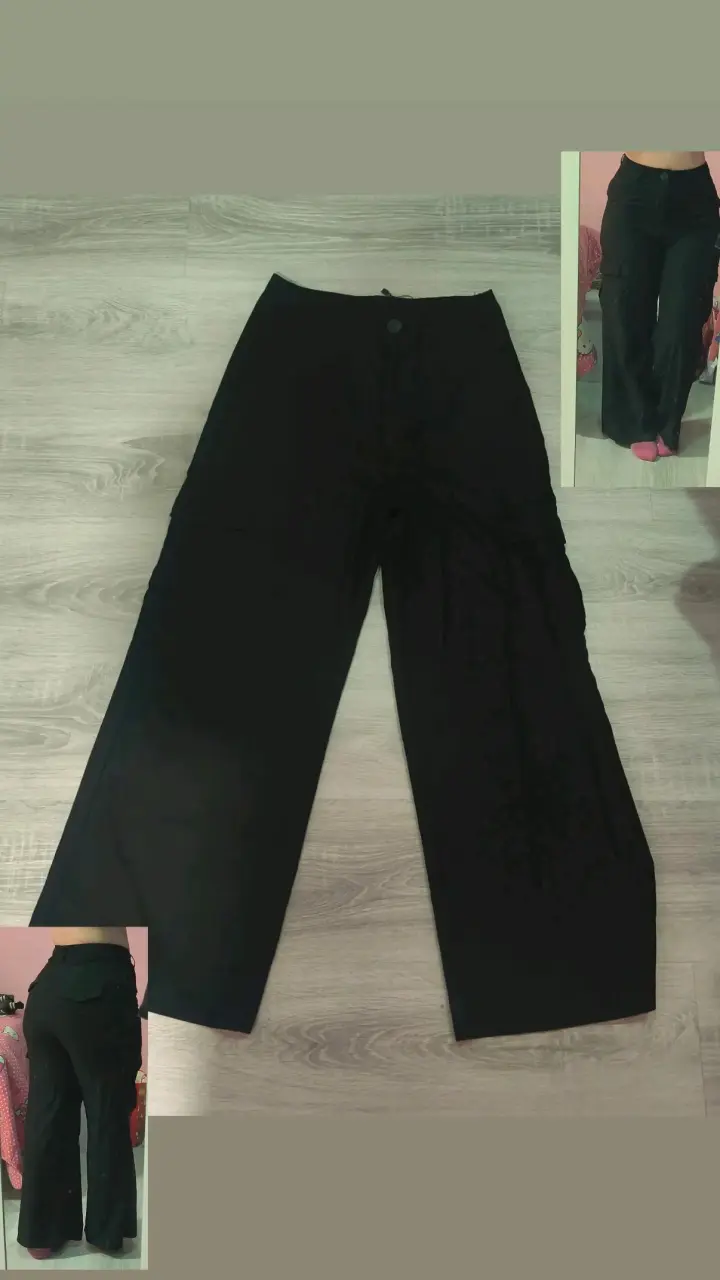 Pantalones anchos negros para mujer