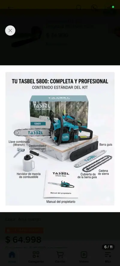 Motosierra Tasbel 5800 completa con accesorios - miniatura 2