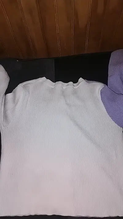 Cardigan bicolor morado y blanco para mujer - miniatura 2