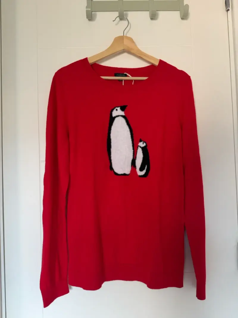 Suéter rojo con diseño de pingüinos para mujer - 1