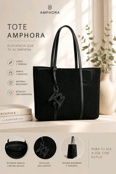 Cartera nueva Tote de malla Amphora  con neceser - miniatura 1