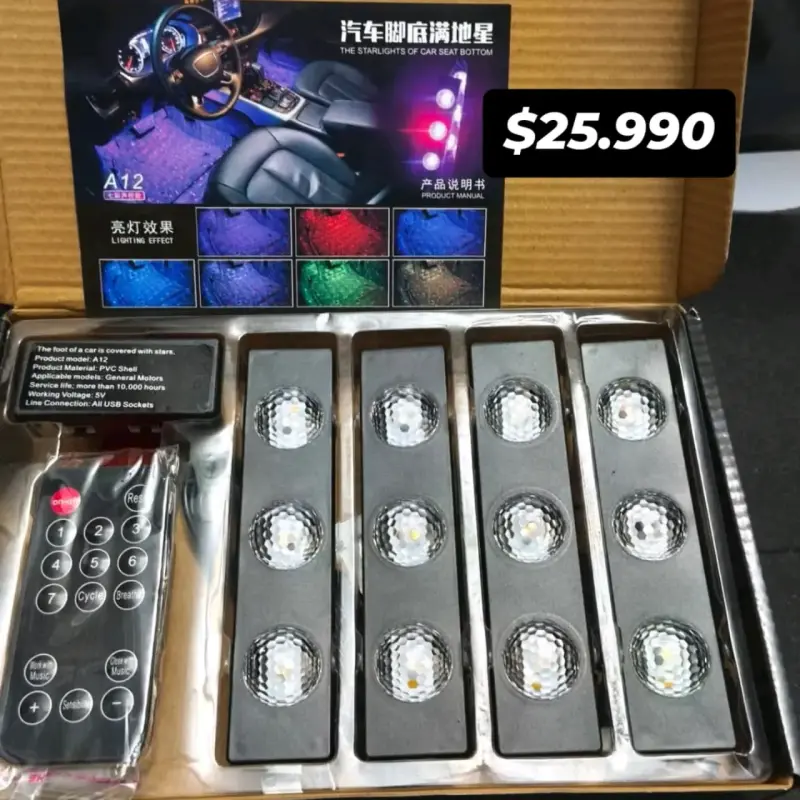 Luces LED interiores para auto con control remoto