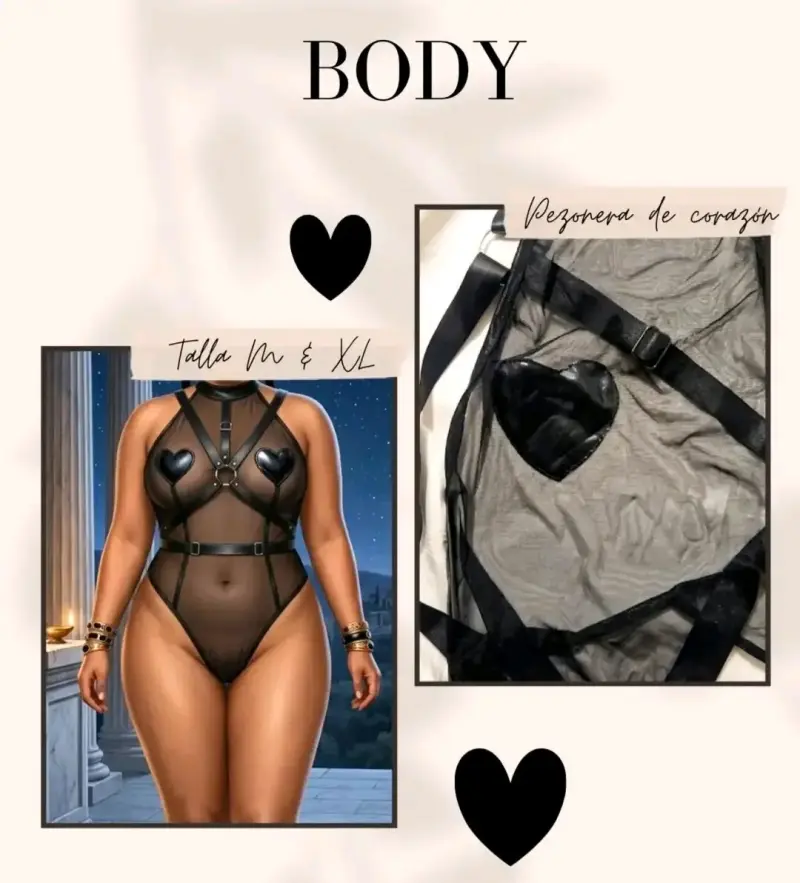 Body negro con diseño de corazón - 2
