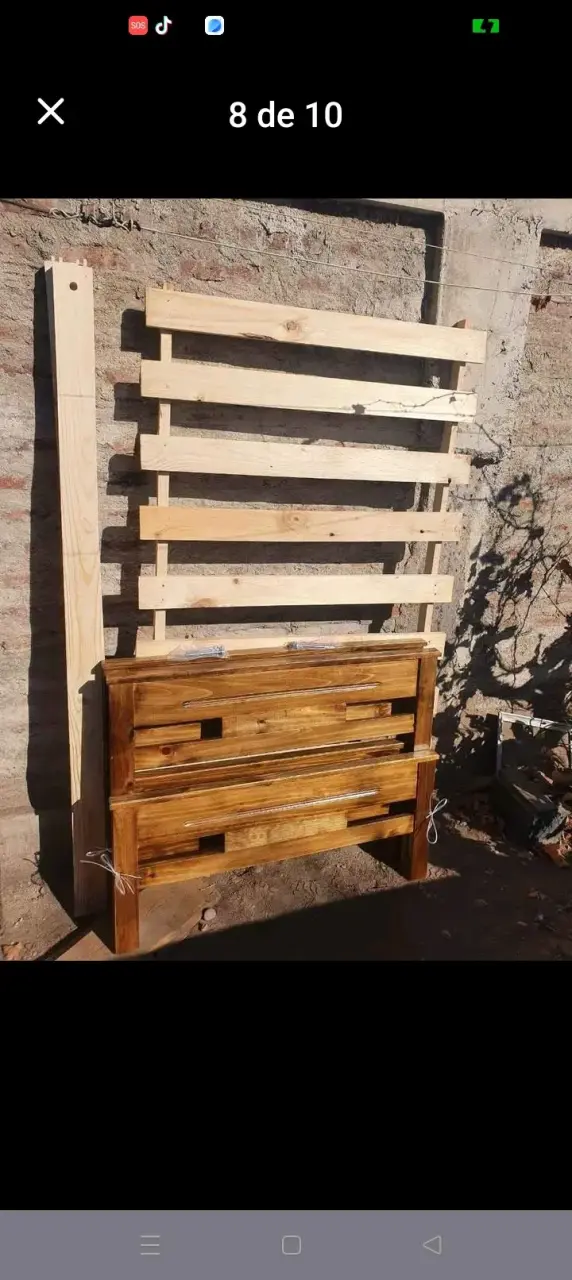 Cama de madera individual con cabecera - 4