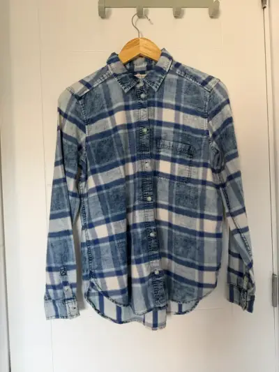Camisa de franela a cuadros azul american eagle - miniatura 1