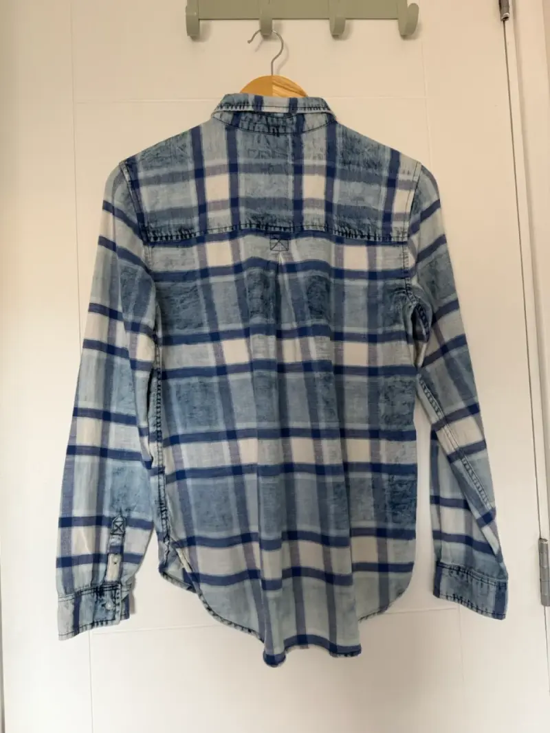 Camisa de franela a cuadros azul american eagle - 3