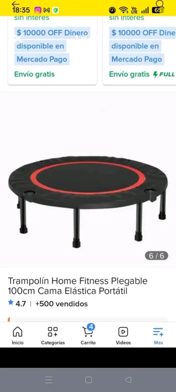 Trampolín Fitness Plegable 100cm Portátil - 2