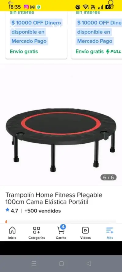 Trampolín Fitness Plegable 100cm Portátil - miniatura 2