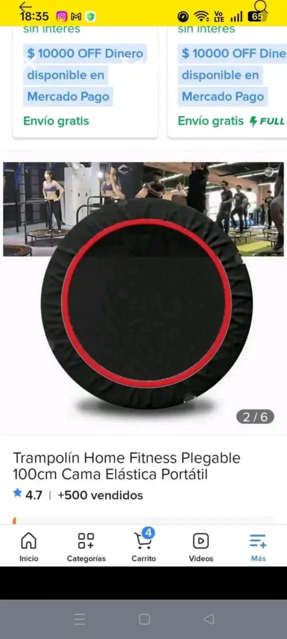 Trampolín Fitness Plegable 100cm Portátil - 3