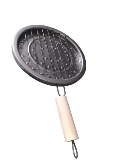 Tostador Parrilla Redonda 25 cm, Mango de Madera - miniatura 2