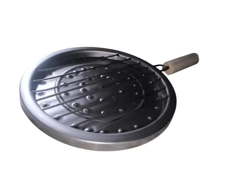 Tostador Parrilla Redonda 25 cm, Mango de Madera - 5