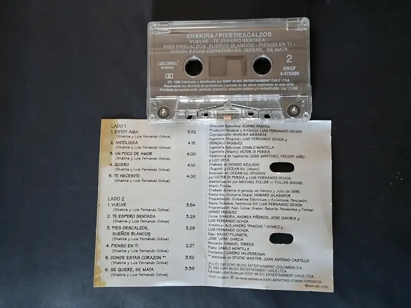 Cassette Shakira Pies Descalzos 1996 - 2