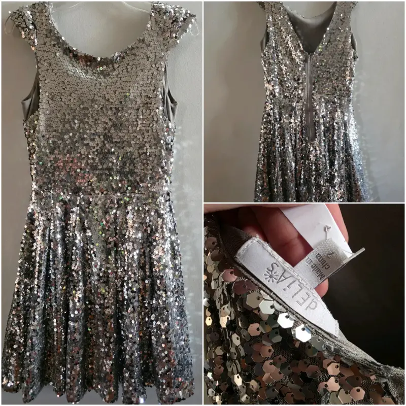 Vestido de lentejuelas plateado elegante - 1