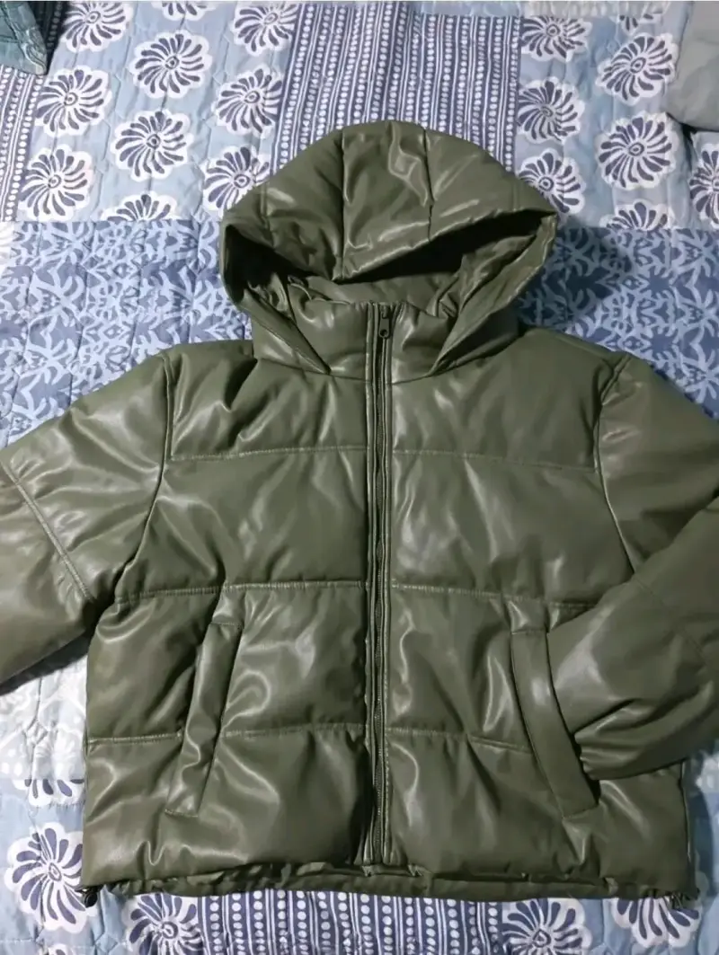 Chaqueta acolchada verde con capucha talla XL - 2