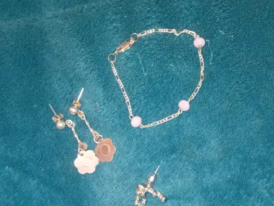Conjunto de pulsera y aros de plata 925 - miniatura 1