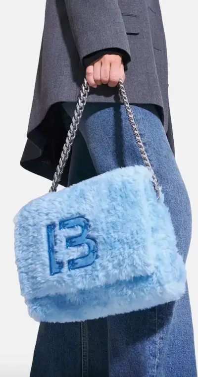 Bolso de peluche azul Bimba y Lola con cadena - miniatura 3