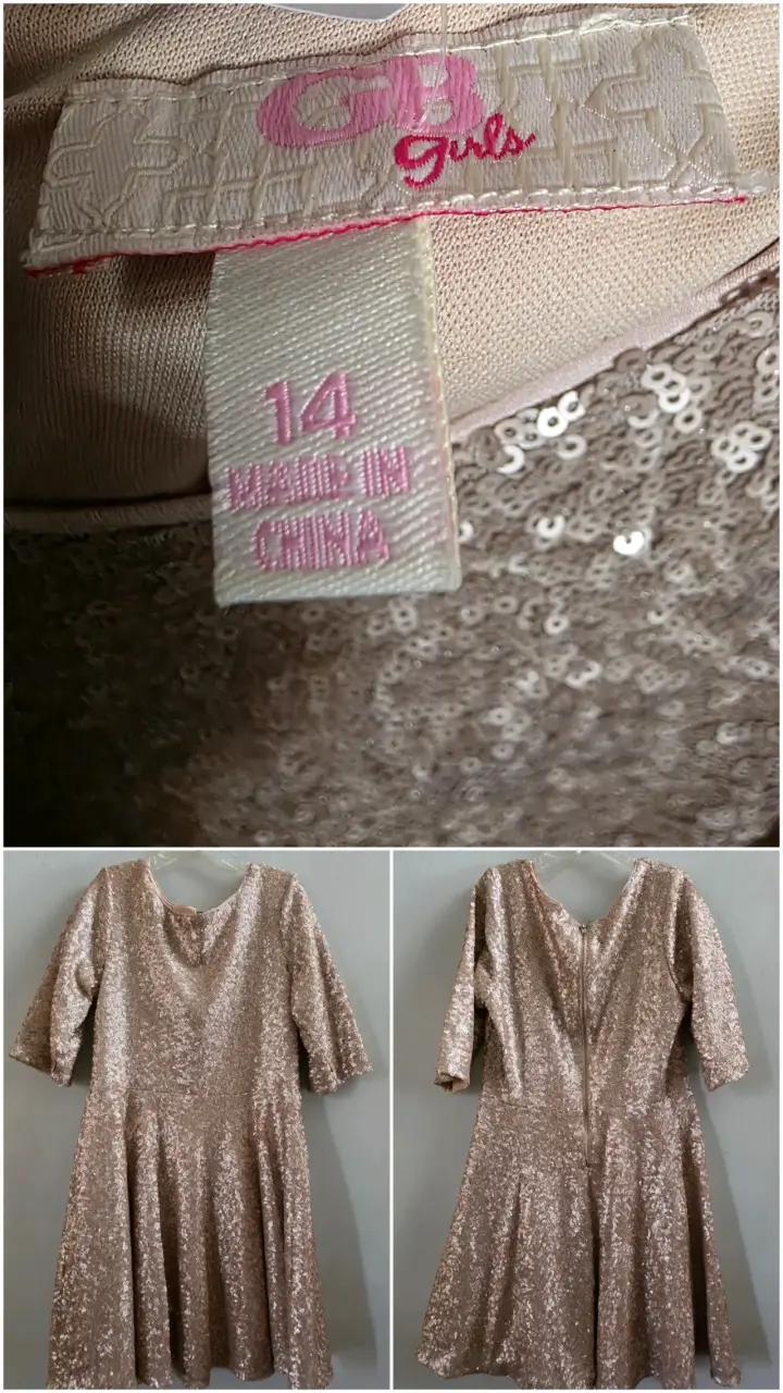 Vestido de lentejuelas dorado para niña talla 14 - 1