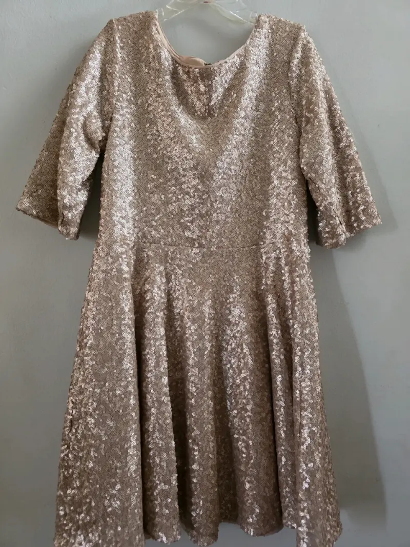 Vestido de lentejuelas dorado para niña talla 14 - 3