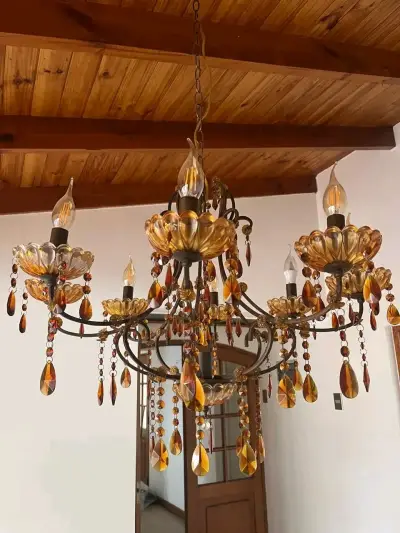 Lámpara de Techo Vintage con Cristales Ámbar - miniatura 3